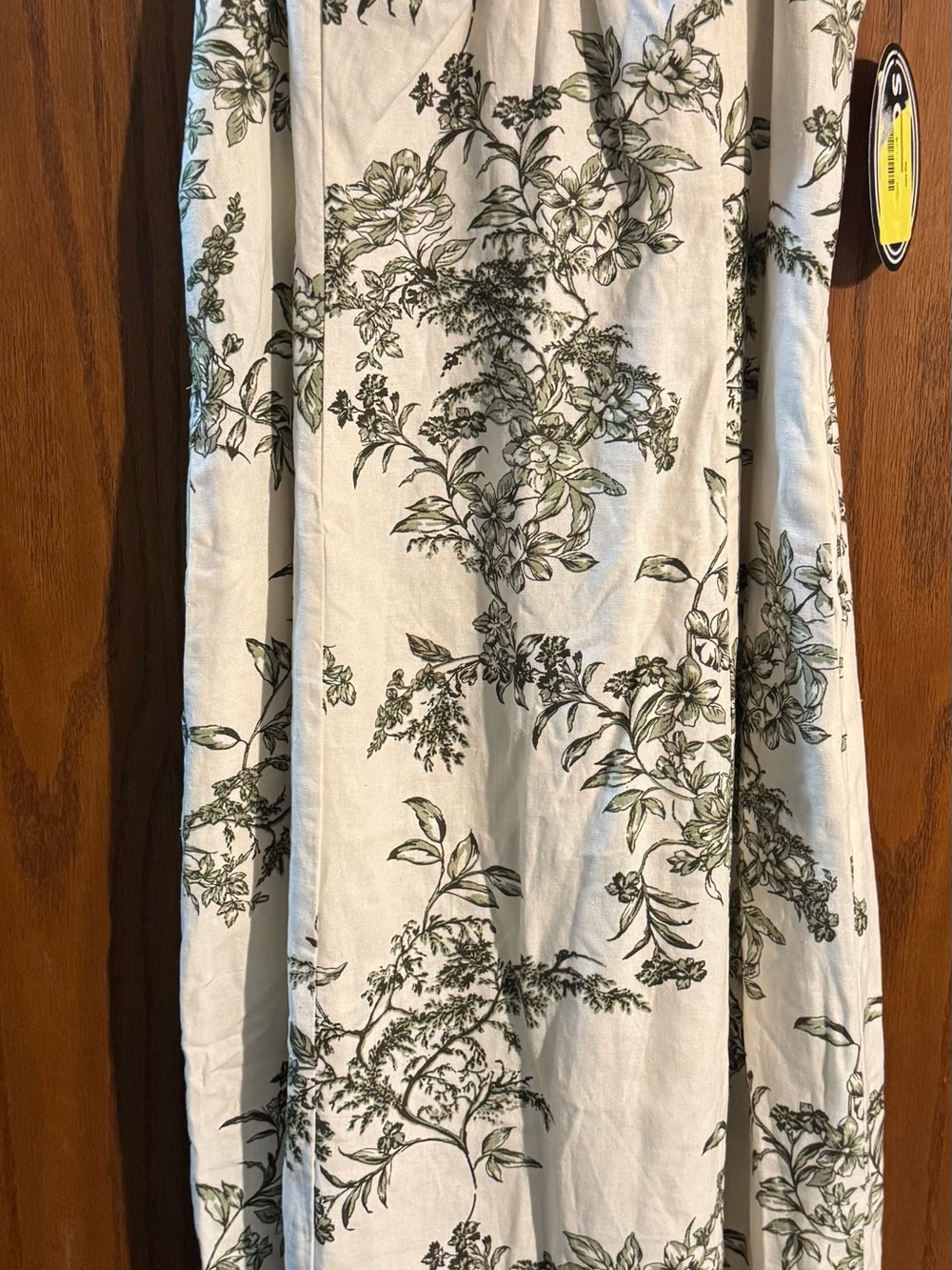 White Maxi Skirt with Green Botanical Print